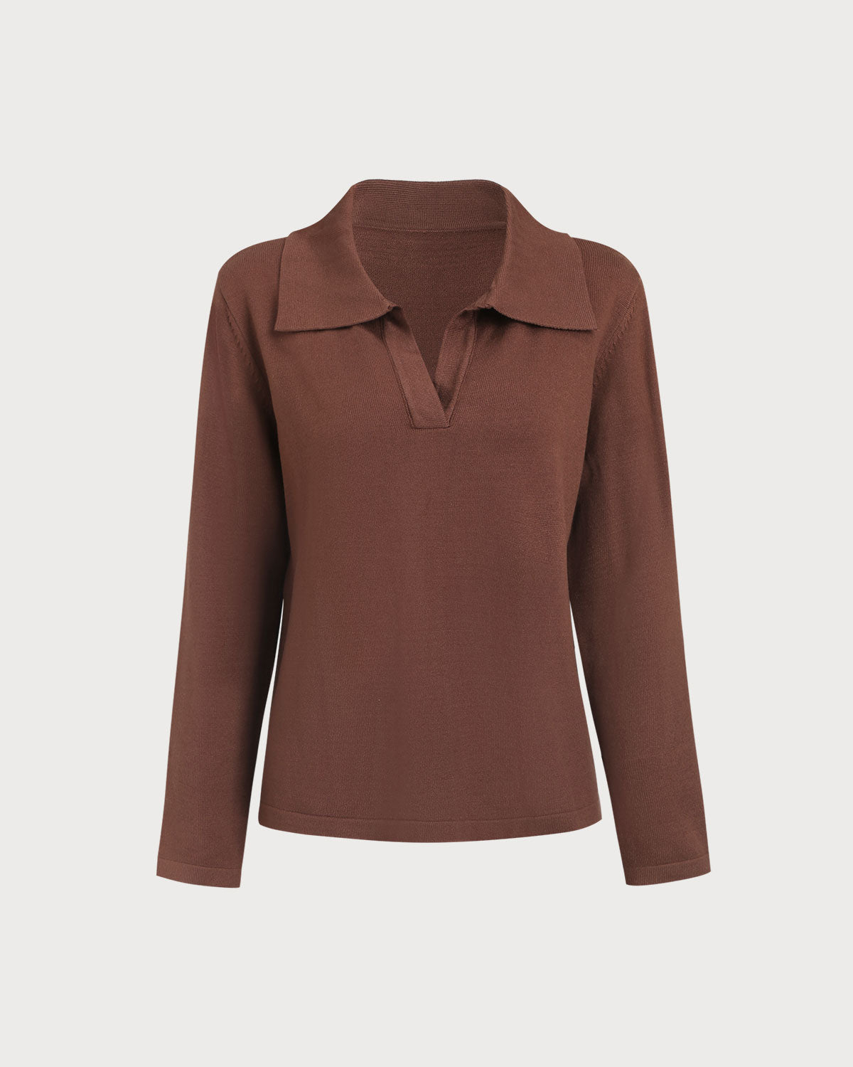 Brown Collared Knit Tee