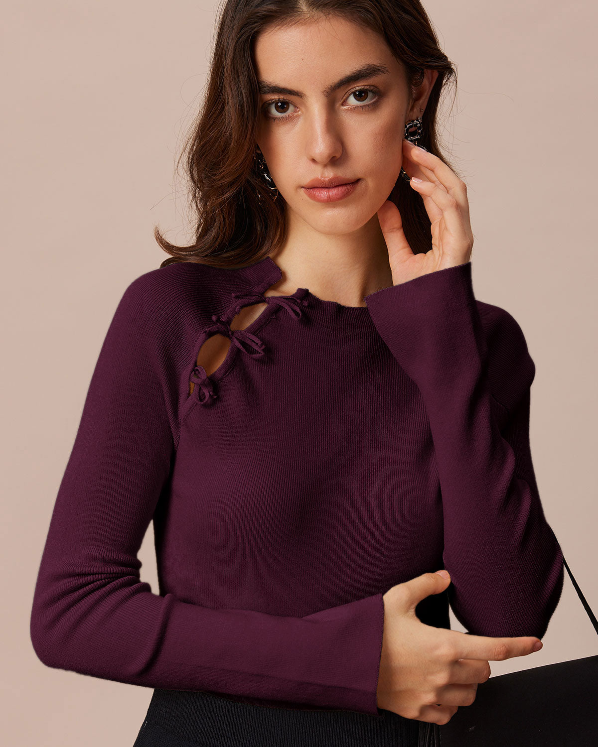 Purple Bell Sleeve Knit Tee