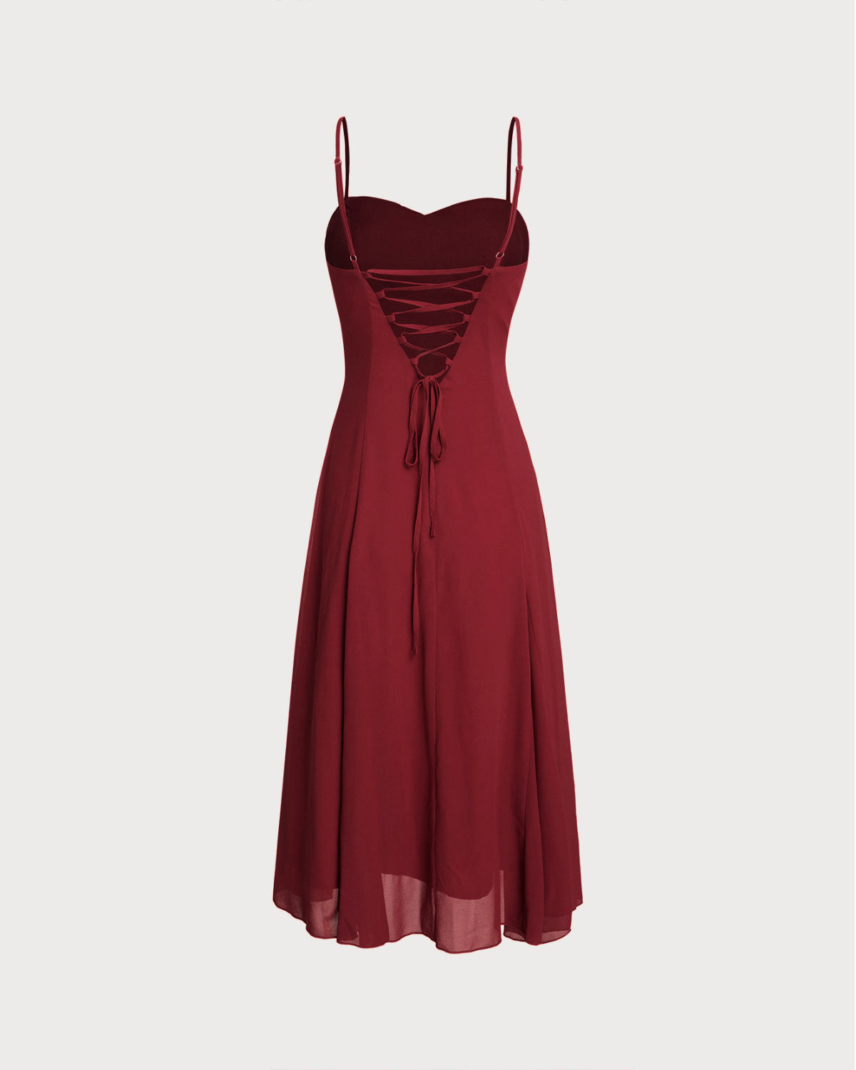 Red A-Line Corset Slip Midi Dress