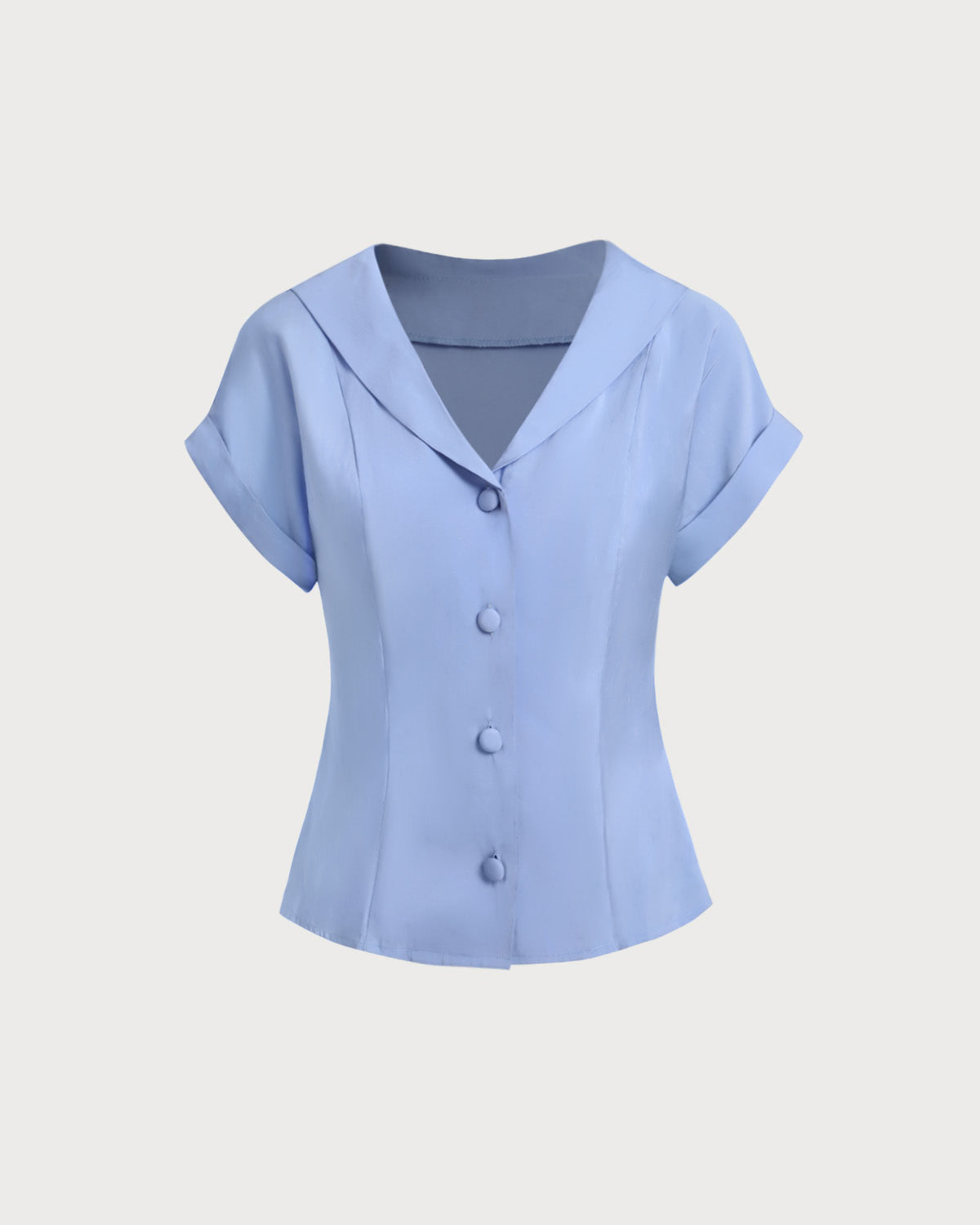 Blue Cowl Sleeve Button Shirt