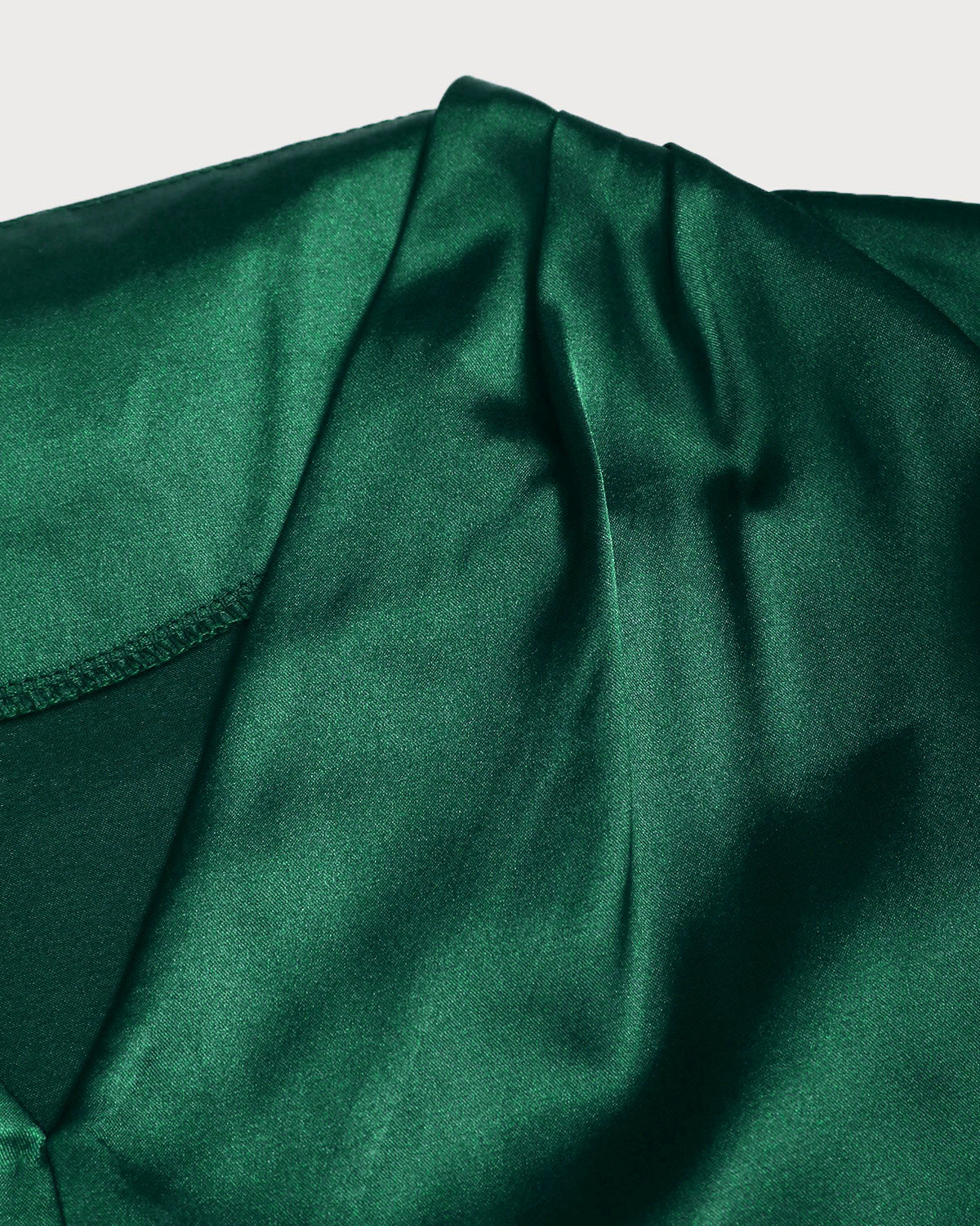 Green Satin V Neck Shirt