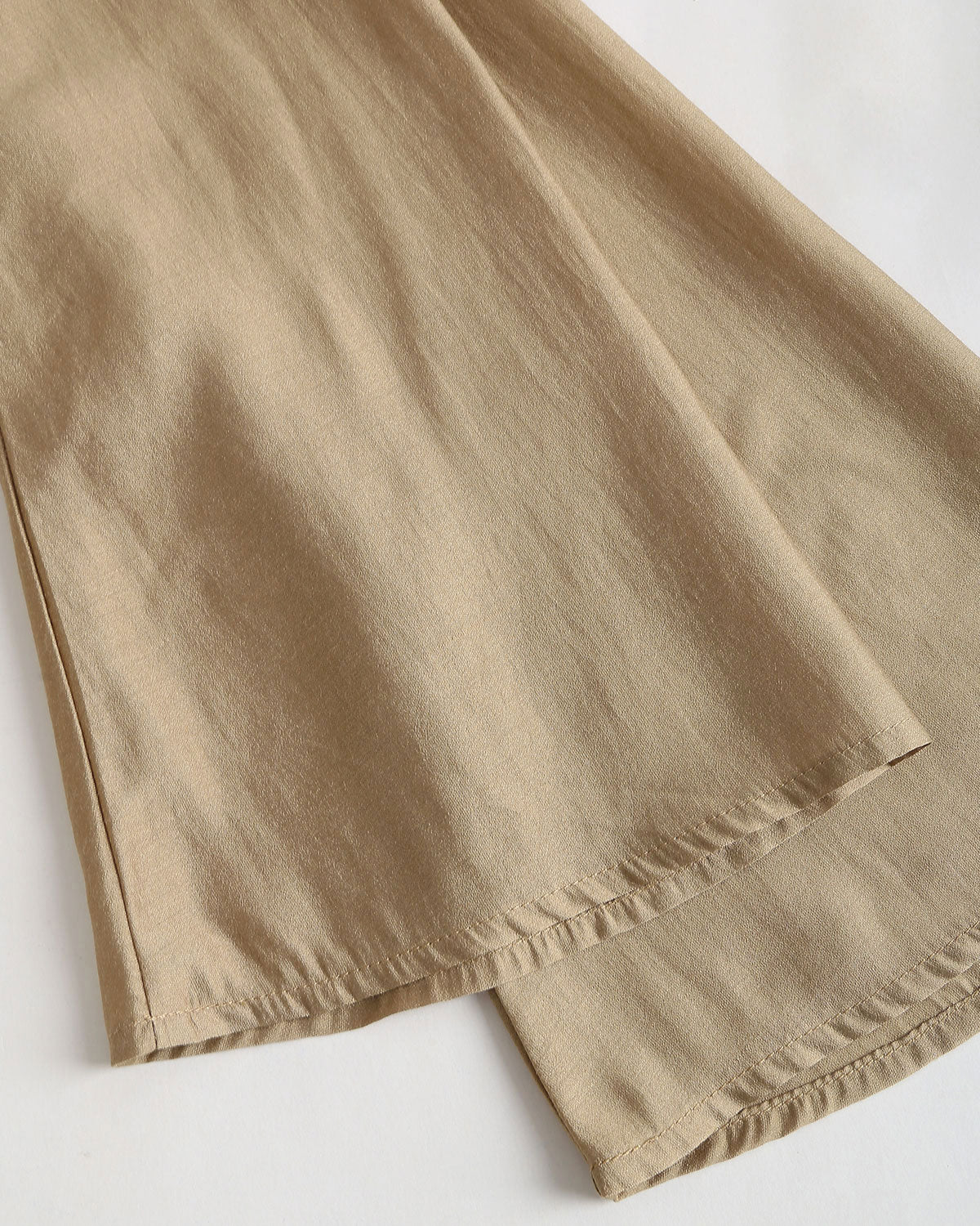 Khaki V Neck Bell Sleeve Shirt