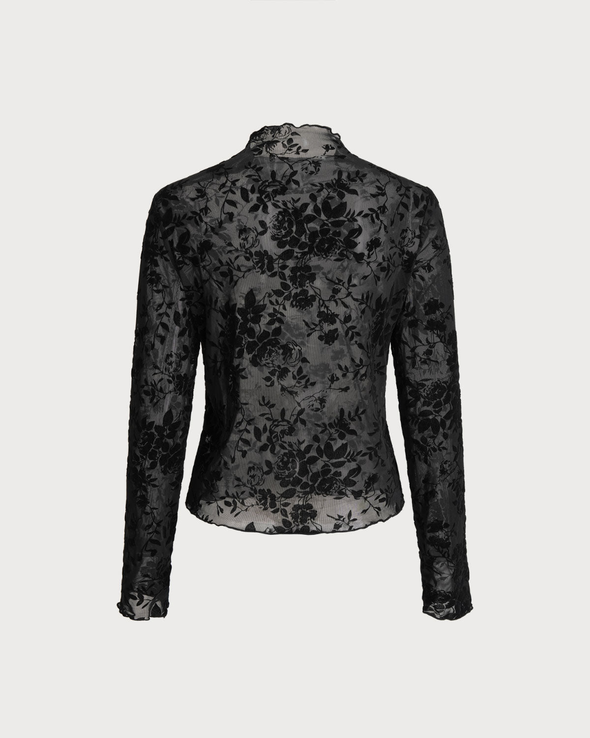 Black Floral See-through Tee