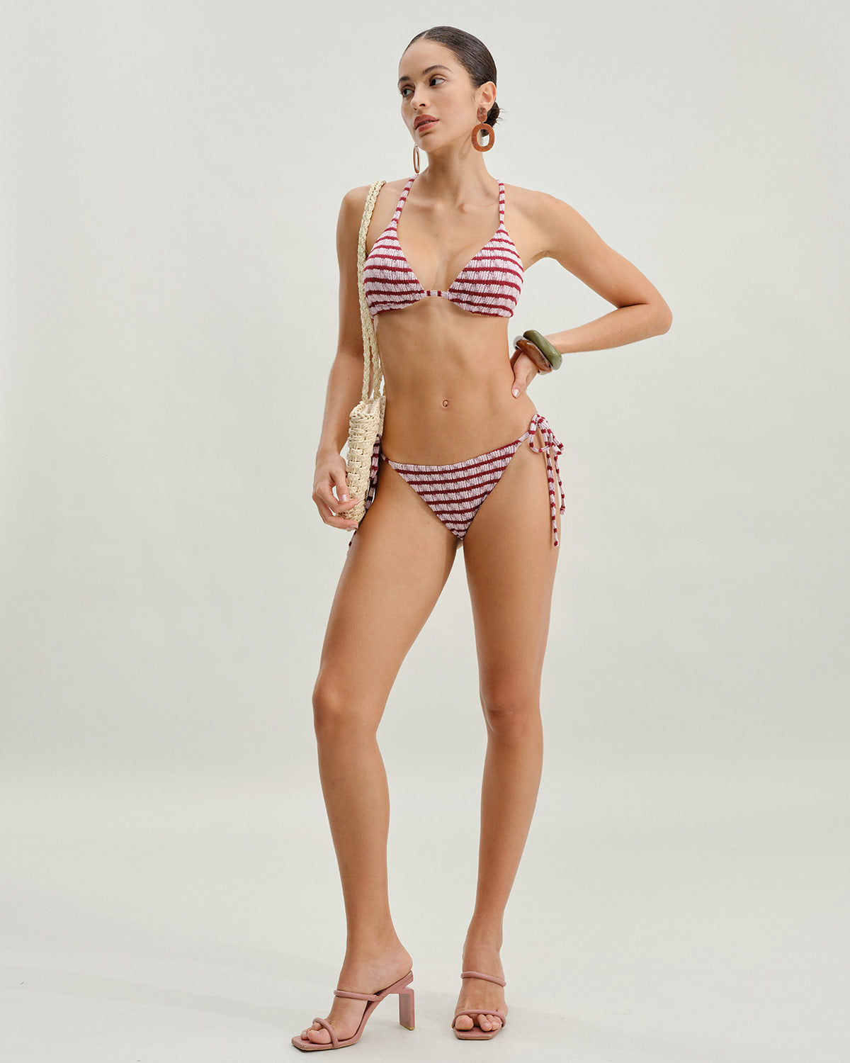 Red Striped Triangle Bikini Set