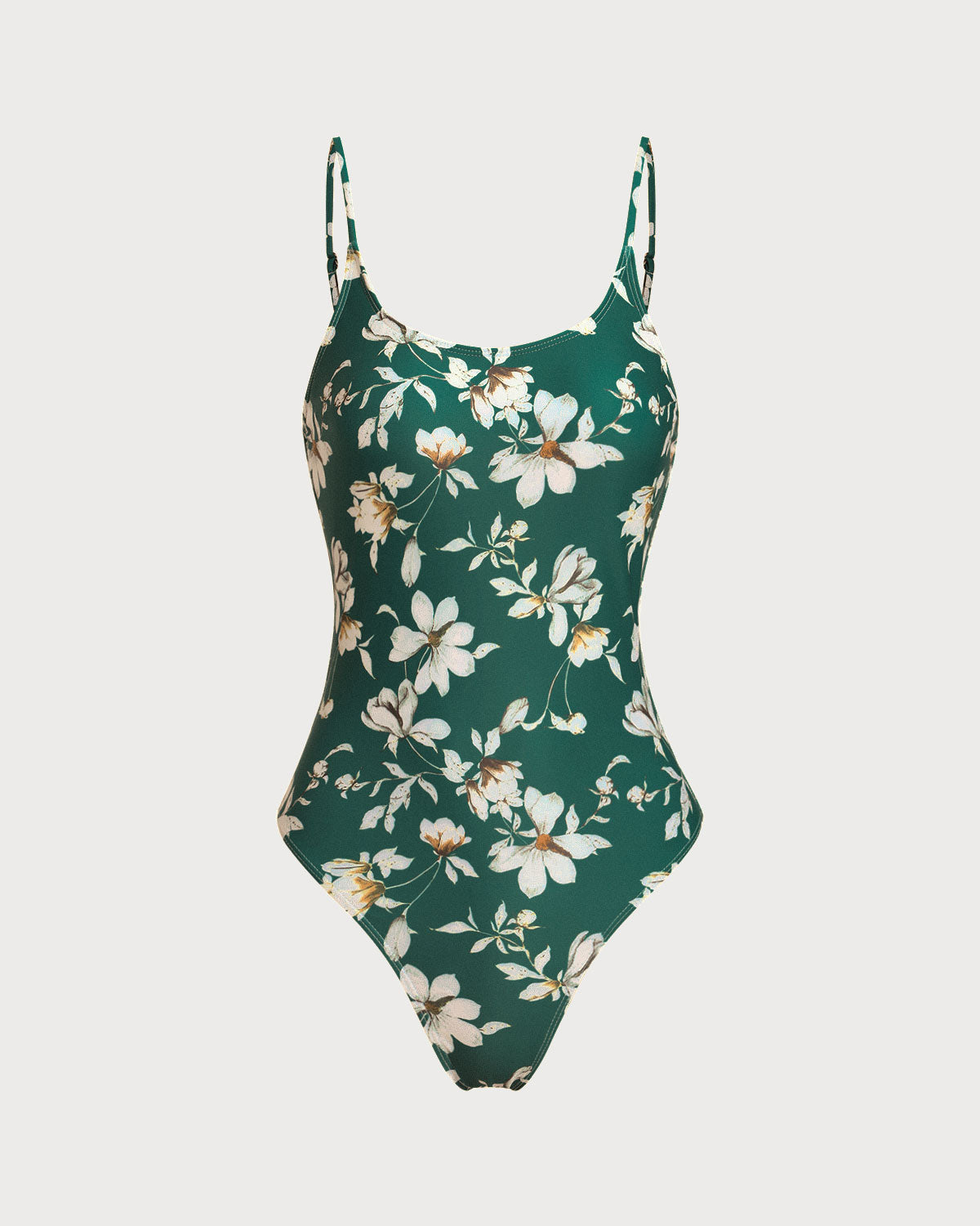 Green Floral Backless One-Piece Swimsuit