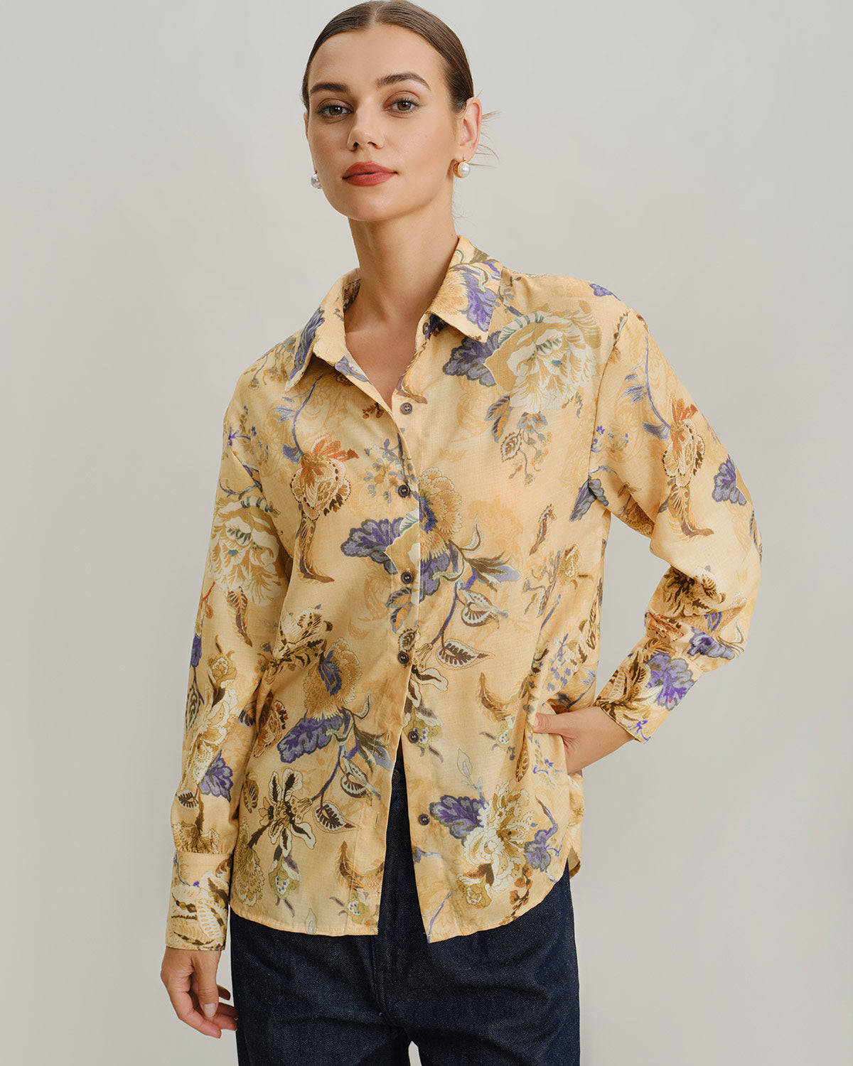 Yellow Floral Loose Shirt