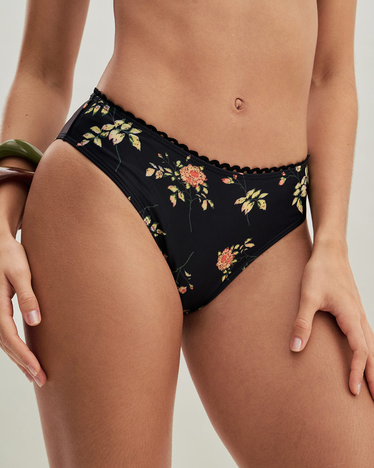 Black Floral Underwire Bikini Set