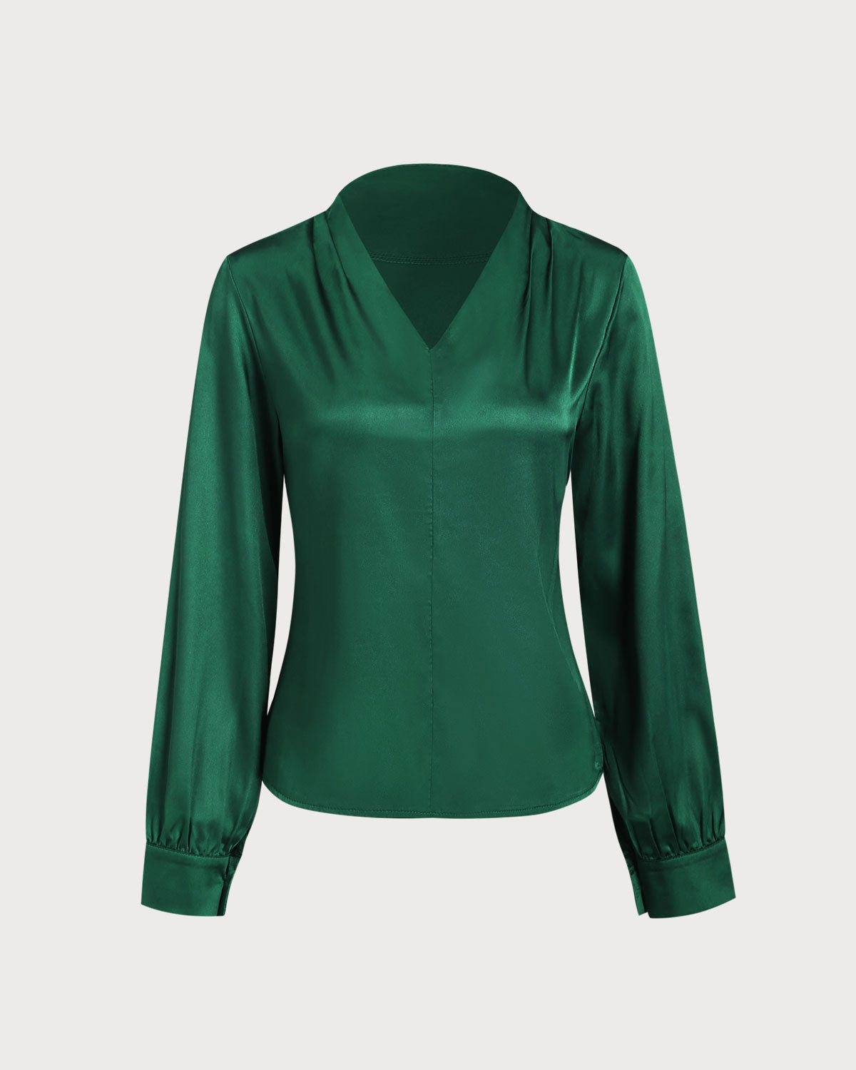 Green Satin V Neck Shirt